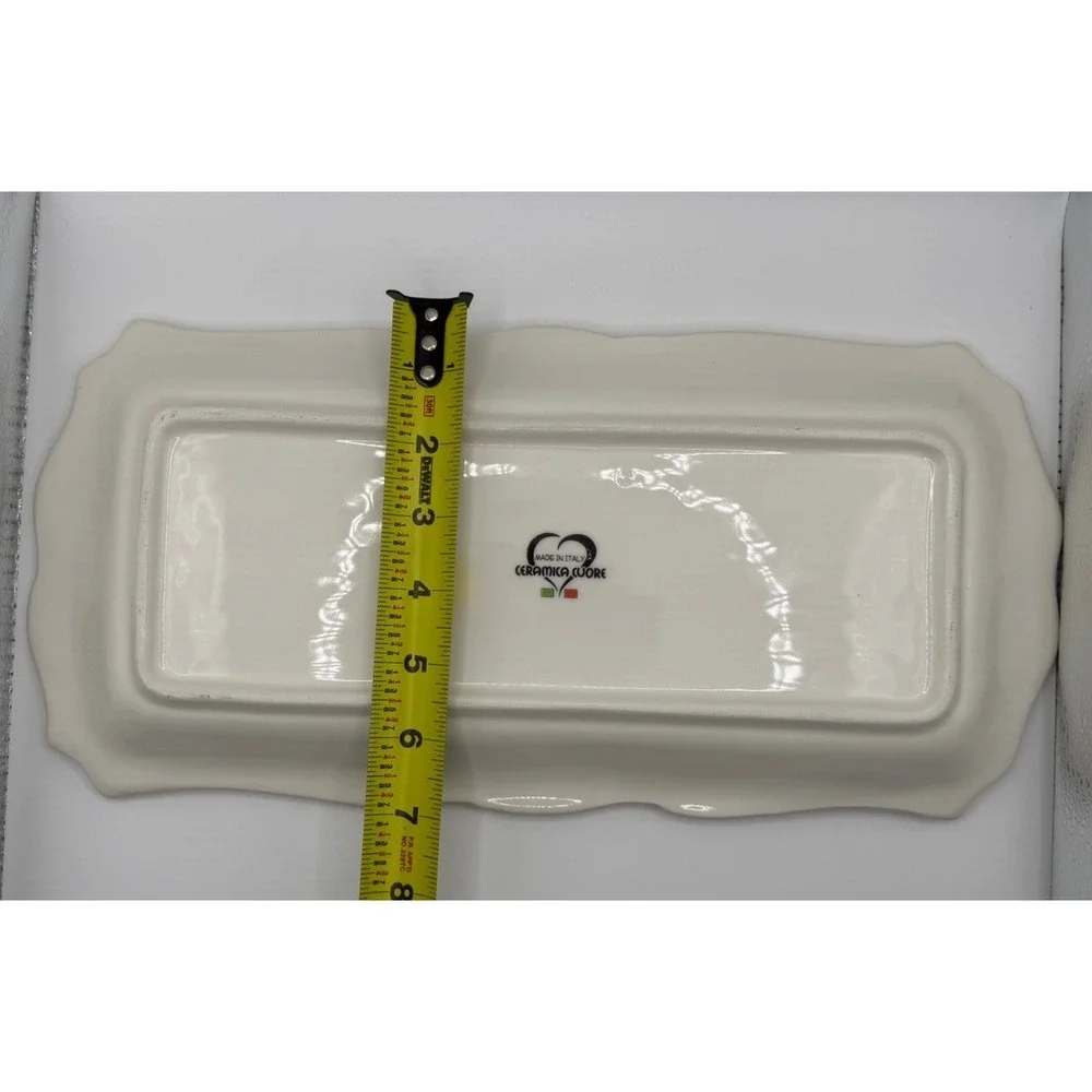 Italian Ceramic Rectangular Serving Tray Ceramica Cuore Floral Made in Italy